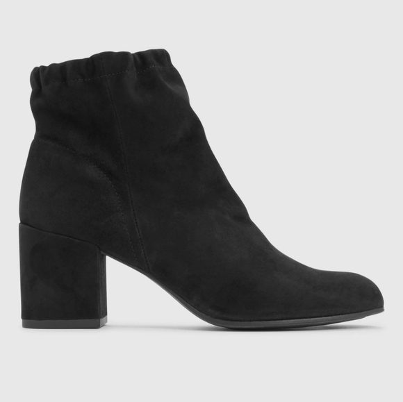 Eileen Fisher Black Suede Leather Hollis Ankle Boot Booties Shoes Chunky Heel 9 - Picture 10 of 10